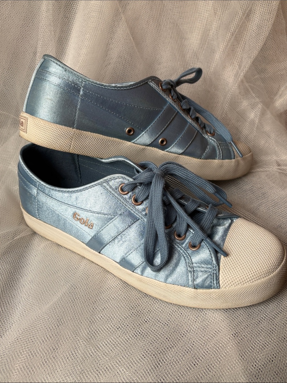 Gola Coaster Light Blue Satin Sneakers Size 8